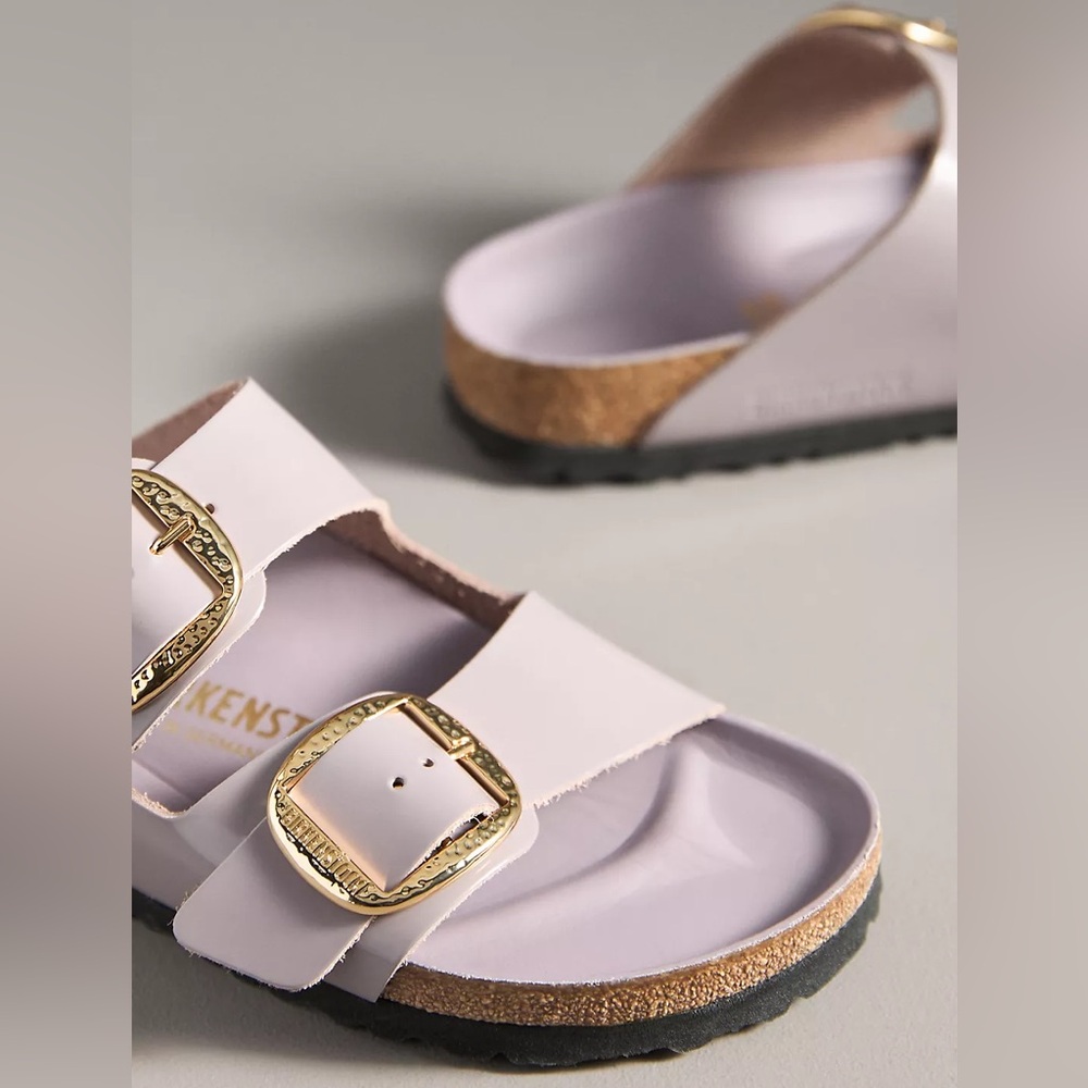 NWT Birkenstock Arizona Big Hammered Buckle High Shine Sandals Faded Purple - Picture 9 of 15